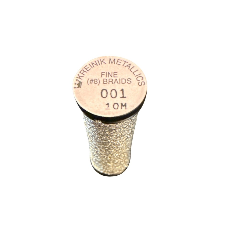 Kreinik Fine #8 Braid Metallic Thread 10M Silver 001 New Embroidery Supply